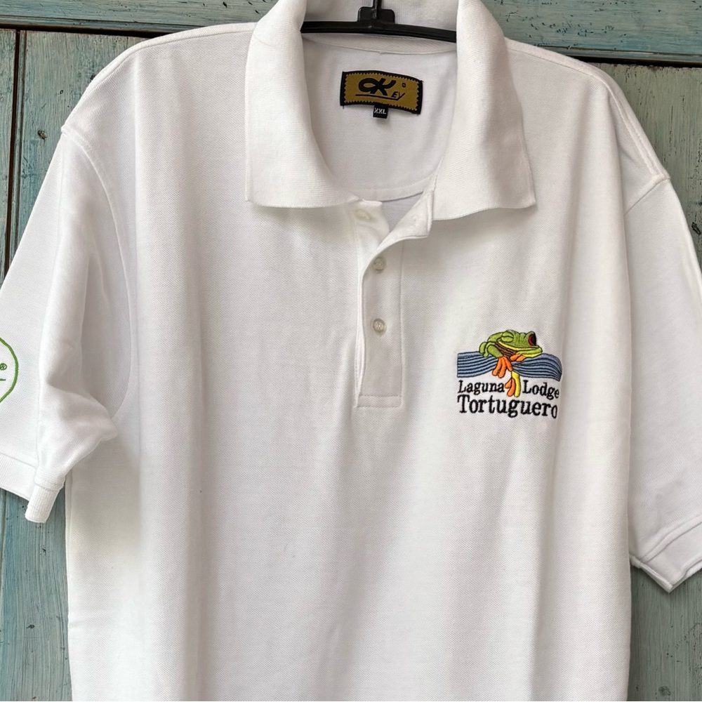 From Costa Rica, Men’s Laguna Lodge Tortuguero, Frog Embroidered Polo Shirt - Picture 3 of 12